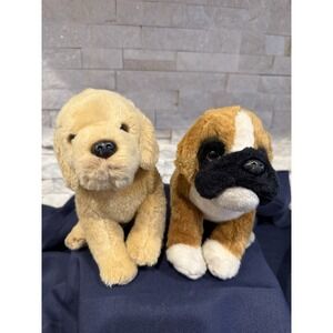 Nat and Jules Boxer And Yellow Lab Plush Stuffed Animal Puppy Toy  Demdaco